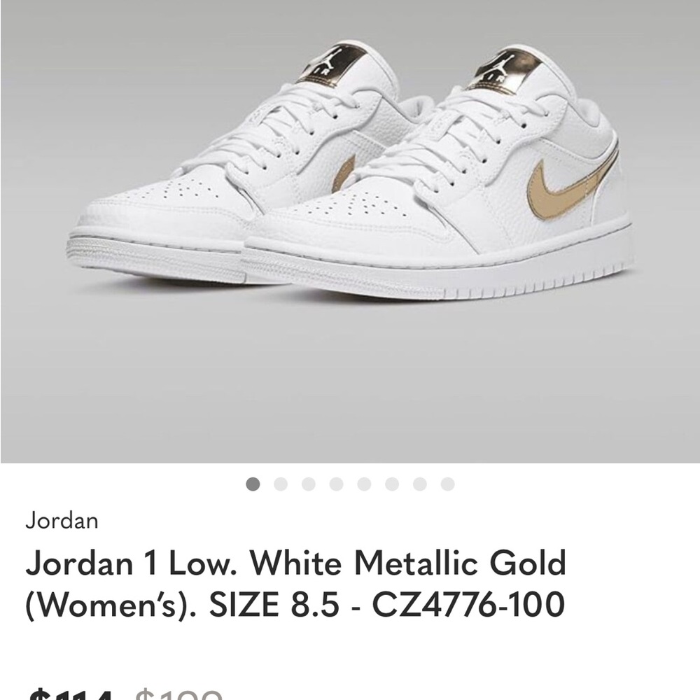 Jordan Low Top Sneakers — White with Gold Accent